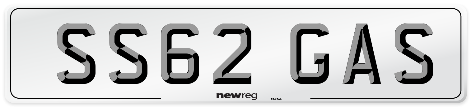 SS62 GAS Number Plate from New Reg
